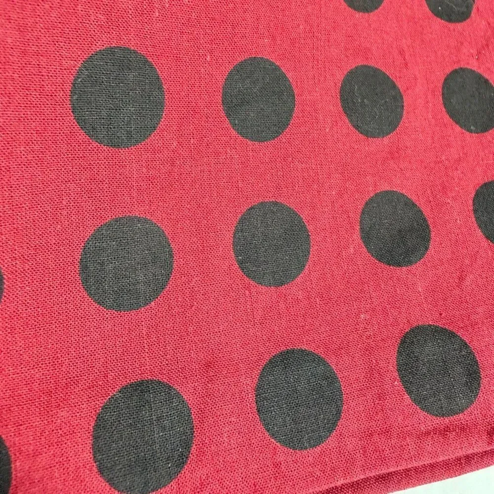 World Market 12 Cloth Napkins Wine Burgundy Black Polka Dot 20x20 Cotton Lot
